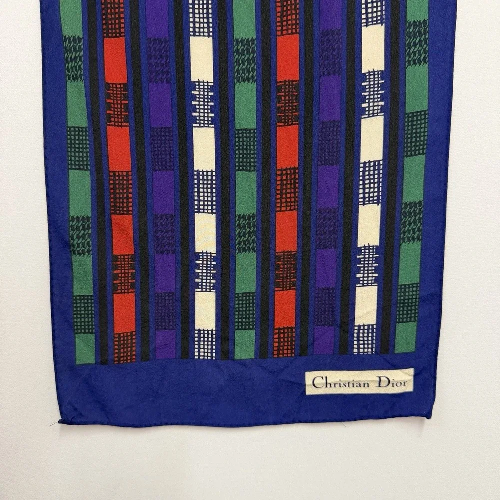 Vintage Christian Dior 100% Silk Scarf Multi Color Abstract 10 1/2